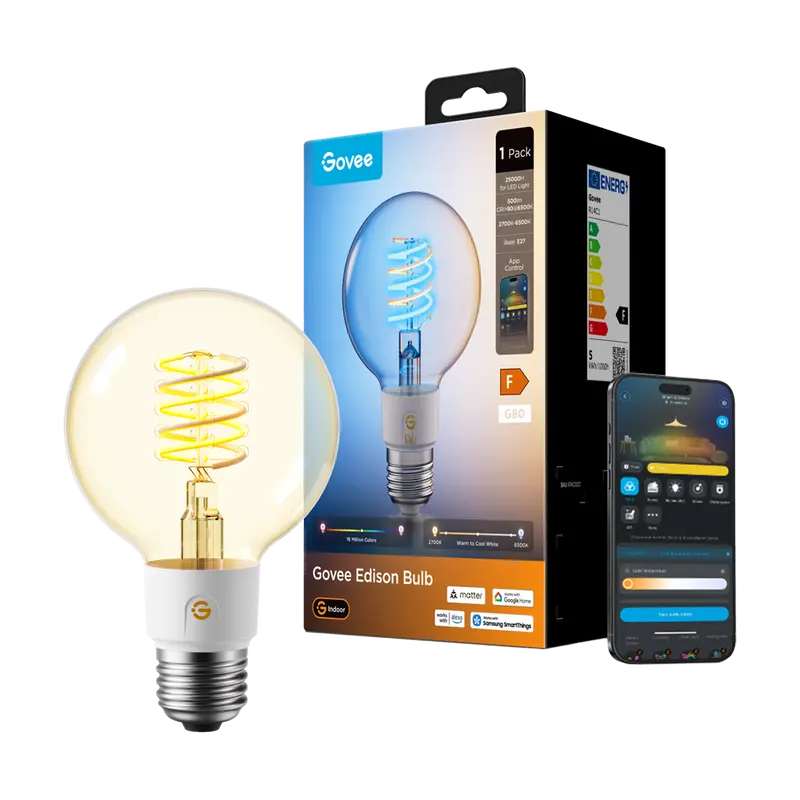 GOVEE GV-BULB-R14C1-EDISON-E27-G80 - Bombilla inteligente Edison G80 E27 Govee - Wi-Fi 2.4 GHz + Bluetooth