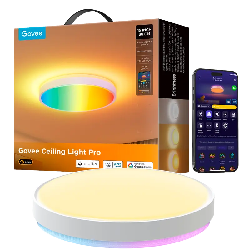 GOVEE GV-CEILING-H60A6-15IN-ROUND - Plafón Govee redondo 38cm doble LED - Wi-Fi 2.4 GHz + Bluetooth