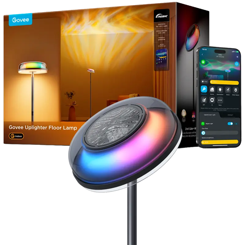 GOVEE GV-FLOOR-H60B0-170CM-TRIPLE - Lámpara Govee de suelo tri-zona - Wi-Fi 2.4 GHz + Bluetooth - Color segmentado + Blanco cálido/frío