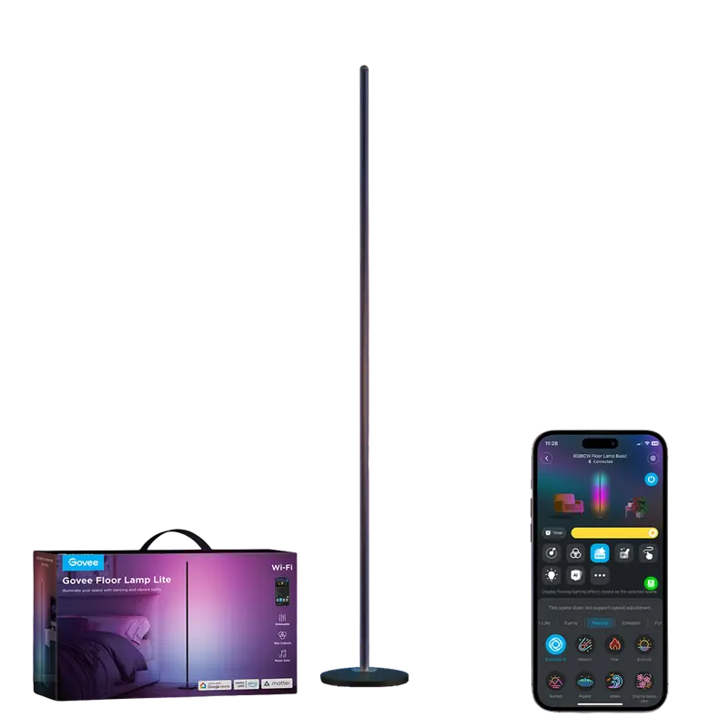 GOVEE GV-FLOOR-H8076-136CM - Lámpara Govee de suelo - Wi-Fi 2.4 GHz + Bluetooth - Color RGB + Blanco cálido/frío