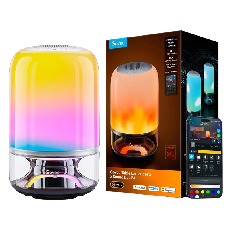 GOVEE GV-LAMP-H6020-PRO-JBL - Lámpara Govee Pro2 x JBL - Wi-Fi 2.4 GHz + Bluetooth - Color segmentado + Blanco cálido/frío