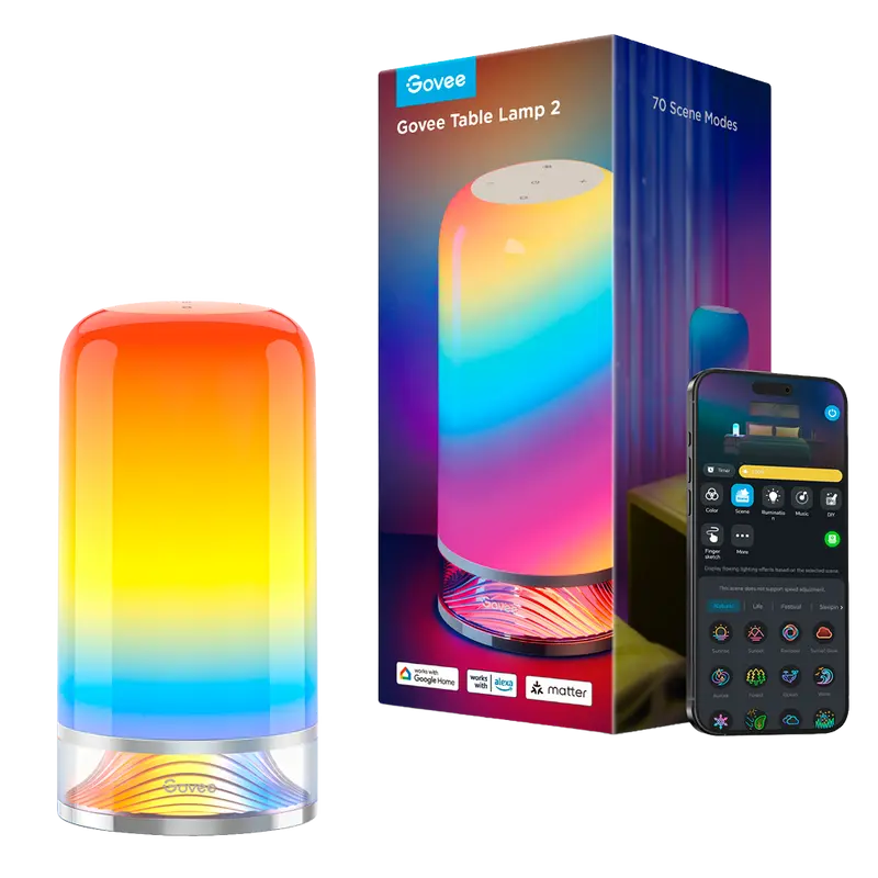 GOVEE GV-LAMP-H6022 - Lampara de mesa Govee - Wi-Fi 2.4 GHz + Bluetooth - Color segmentado + Blanco cálido/frío
