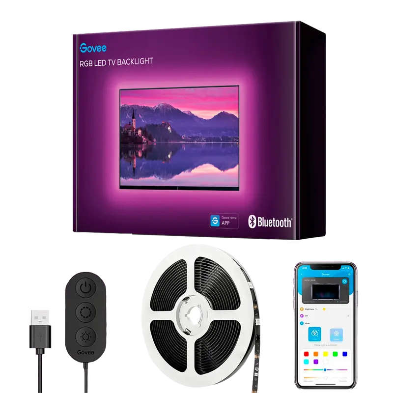 GOVEE GV-TV-H6178 - Retroiluminación de TV LED - Bluetooth - Color RGB - 90 LEDs/m - App Govee / Google Home - Para interior