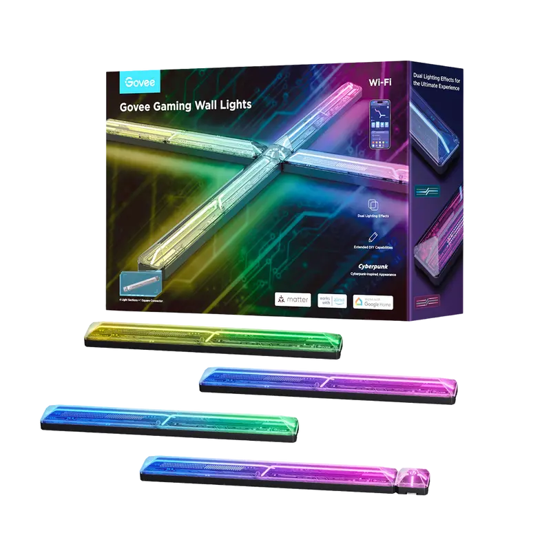GOVEE GV-WALL-H6063-LIGHT-4T - Luz de Pared para Gaming Govee - Wi-Fi 2.4 GHz + Bluetooth - Color segmentado RGBIC