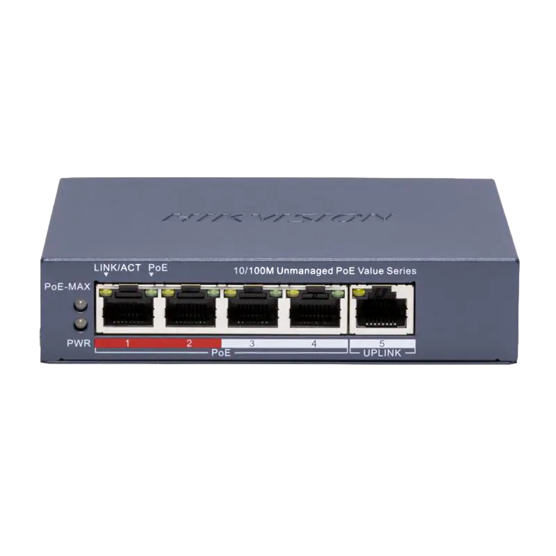 HIKVISION DS-3E0105P-E/M(C) - Switch de sobremesa Hikvision - 4 puertos PoE 10/100 Mbps y 1 Uplink FE