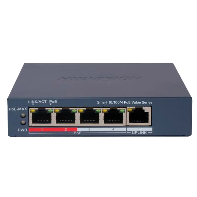 HIKVISION DS-3E1105P-EI/MV2 - Hikvision Switch PoE Gestionable - 4 Puertos PoE 802.3af/at + 1 Uplink