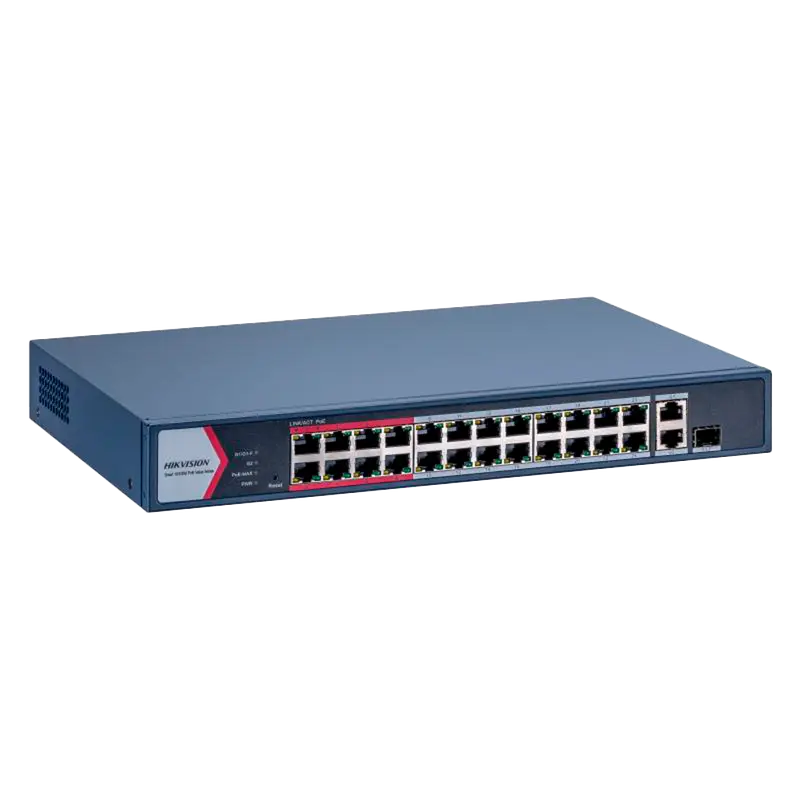 HIKVISION DS-3E1326P-EI/M - Hikvision Switch PoE Gestionable - 24 Puertos PoE 10/100 Mbps + 2 Uplinks Gigabit