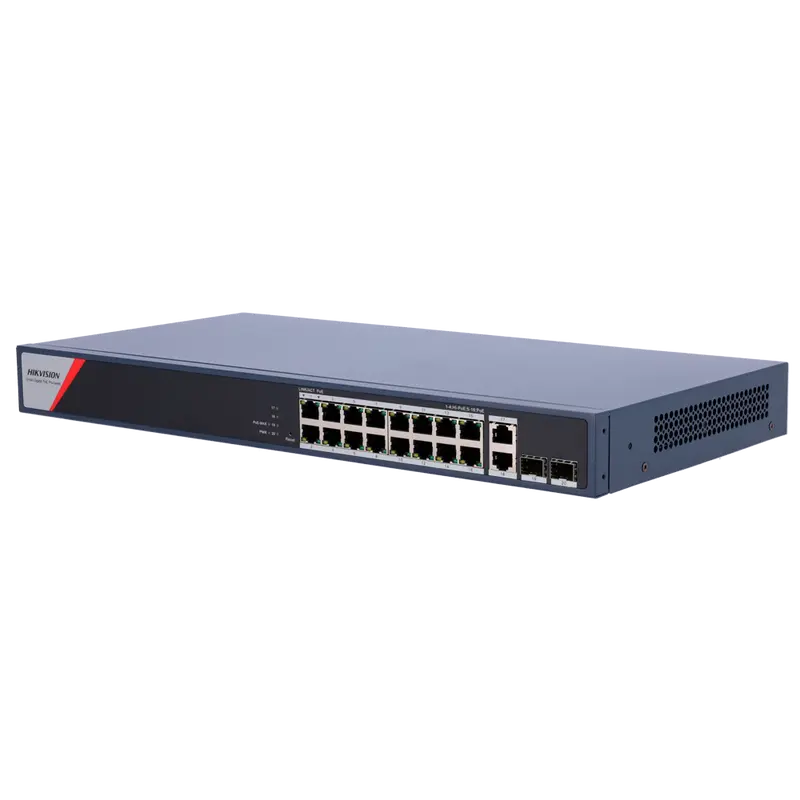 HIKVISION DS-3E1520HP-SI-16P2T2F - Hikvision Switch PoE Gestionable - 16 Puertos PoE Gigabit + 4 Uplinks Gigabit