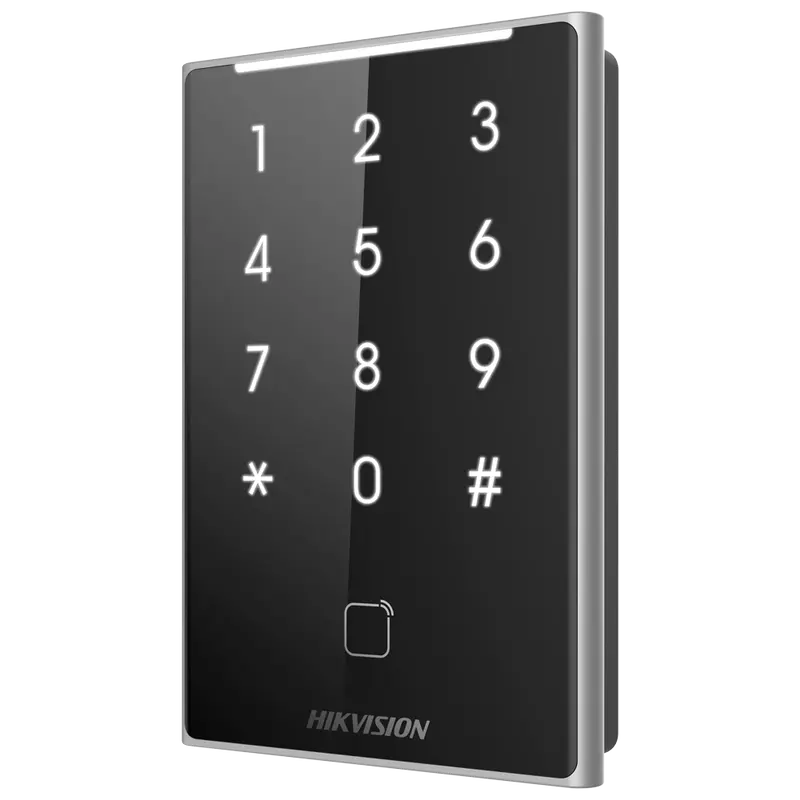 HIKVISION DS-K1109DKB - Lector de acceso - Acceso por tarjeta MF DESFire y PIN - Indicador LED y acústico - Wiegand 26/34 - RS485
