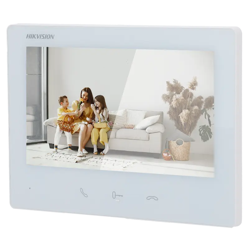 HIKVISION DS-KH7300EY-TE2/White - Monitor para videoportero - Pantalla TFT de 7" - Audio bidireccional - LED de estado