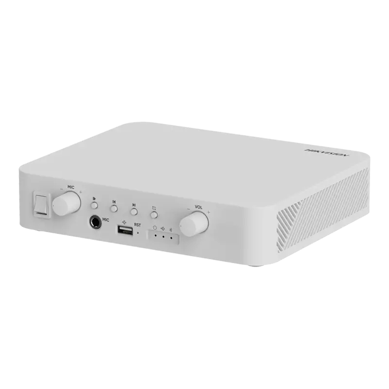 HIKVISION DS-QAE1A40G1-VB - Amplificador en red - Funciones mezcladoras básicas - Reproductor USB / BT / MIC / RCA - Potencia 40 W - 1 zona