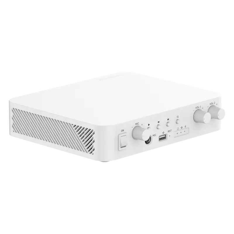 HIKVISION DS-QAE1A80G1-VB(B) - Amplificador en red - Funciones mezcladoras básicas - Reproductor USB / BT / MIC / RCA - Potencia 80 W - Hasta 2 zonas