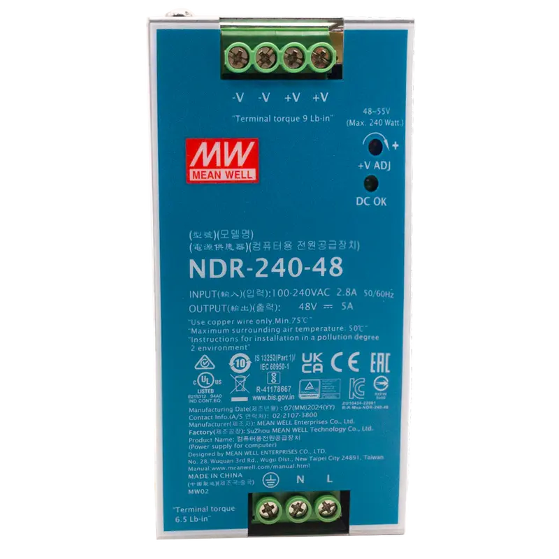 HIKVISION NDR-240-48 - Fuente de alimentación industrial de Hikvision - Potencia máxima de salida eficiente de 240W