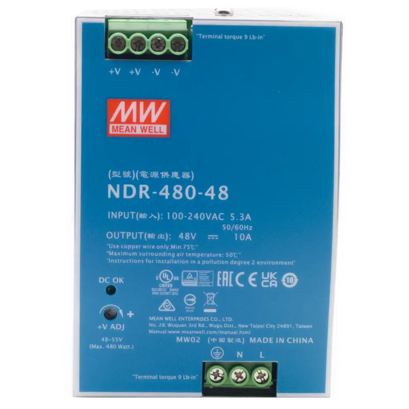 HIKVISION NDR-480-48 - Fuente de alimentación industrial de Hikvision - Potencia máxima de salida de alta capacidad 480W