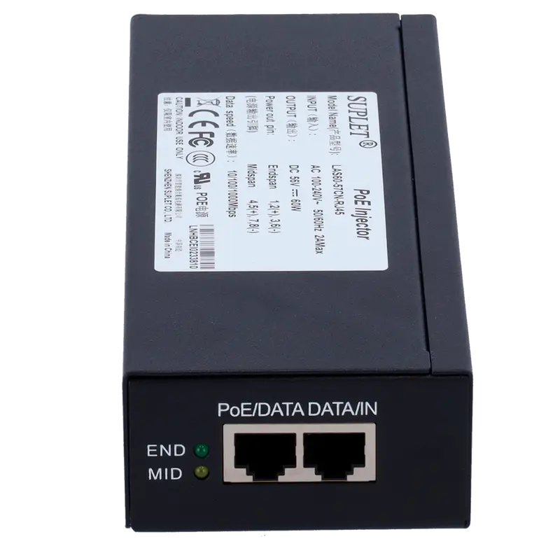 HIKVISION POE,LAS60-57CN-RJ45,60W - Inyector Hi-PoE Hikvision de gran rendimiento. - Soporta estándares modernos IEEE 802.3af/at/bt.