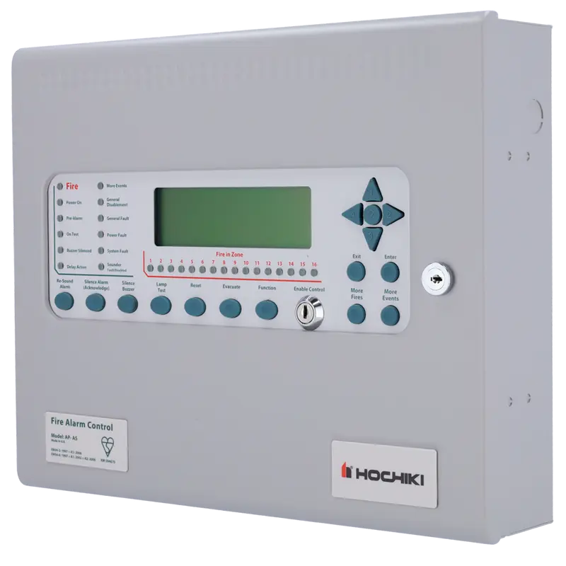 HOCHIKI AP-2ASKS - Panel de incendio direccionable de 2 lazos - Corriente de bucle de 400 mA - 2 circuitos de sirena programables