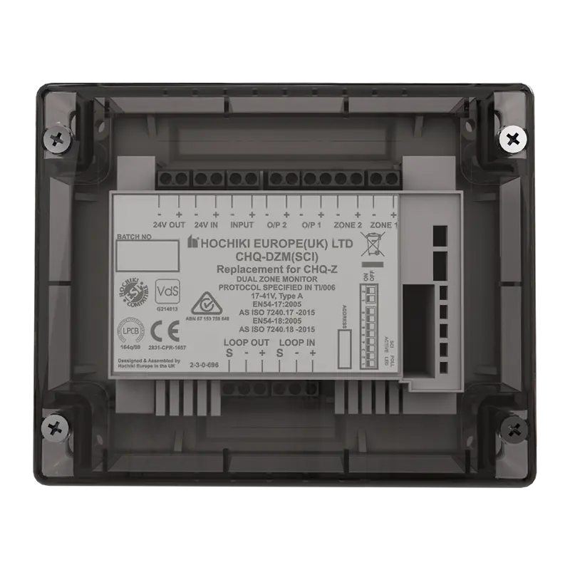HOCHIKI CHQ-DZM(SCI) - Monitor de doble zona convencional - Integra un aislador de cortocircuito - Conecta detectores convencionales