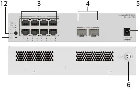 HUAWEI S210-8LP2J (8*10/100/1000BASE-T PORTS (32W POE+), 2*2.5GE SFP PORTS, WITH 1*AC POWER ADAPTER, FANLESS)"