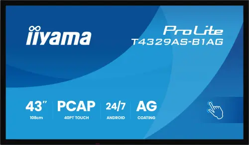 Iiyama MONITOR IIYAMA 43" ALL-IN-ONE PCAP INTERACTIVE/ ANDROID 14 OS/ 3840 x 2160/ 450CD/M² WITH TOUCH/ HDMI X2 + USB-C/RS-232C X1