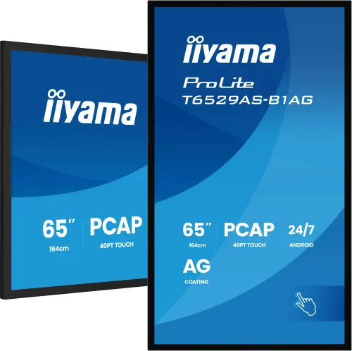 Iiyama MONITOR IIYAMA TACTIL 65" 4K 20P TACTIL (T6529AS-B1AG) / ANDROID 14/ USO 24/7 / IRX1 / HDMI X 2 / USB-C / HORIZ. Y APAISADO