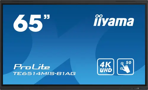 iiyama TE6514MIS-B1AG pantalla de señalización Panel plano interactivo 165,1 cm (65") LCD Wifi 435 cd / m² 4K Ultra HD Negro Pantalla