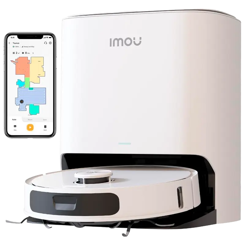 IMOU RV-L31-C-11-IMOU - Imou Robot Aspirador RV3 - 8500Pa / 6400 mAh - Barrido, Aspirado y Mopeado - Autolimpiado - Estación de carga