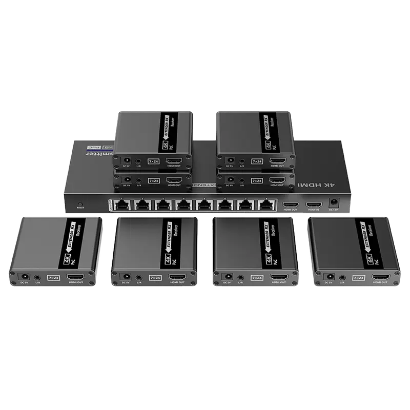 LENKENG HDMI-SPL-1x8-4K30-CAT6 - Extensor Splitter de señal HDMI - Alcance 40 m - Resolución 4K - Permite conexiones 1