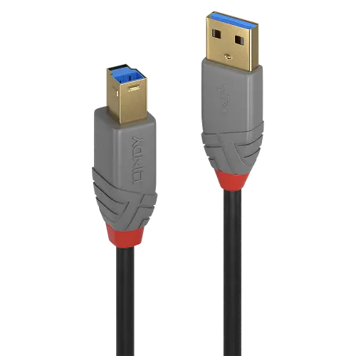 Lindy 36743 cable USB USB 3.2 Gen 1 (3.1 Gen 1) 3 m USB A USB B Negro, Gris