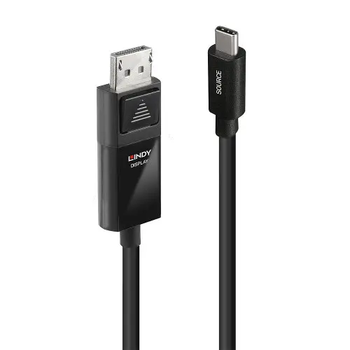 Lindy 43342 adaptador de cable de vídeo 2 m USB Tipo C DisplayPort Negro