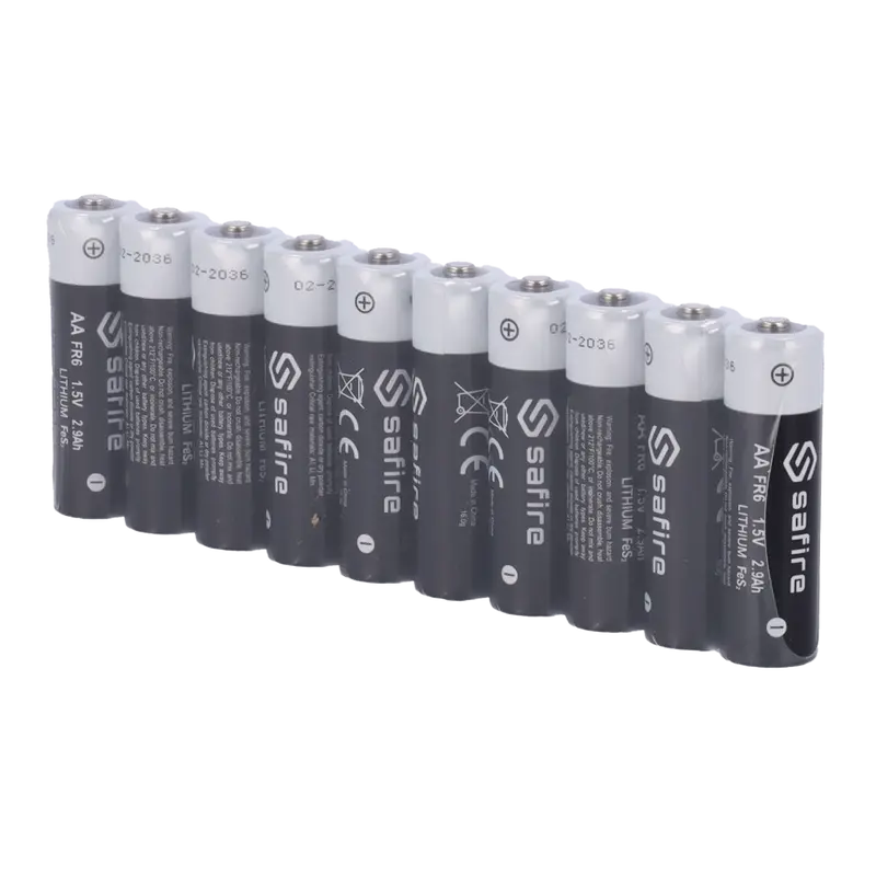 MARCA BLANCA 10XBATT-AA-FR06 - Pack de 10x pilas AA / FR6 / FR14505 / 15LF - Safire - Litio Li-FeS2 no recargable - Tensión 1.5V