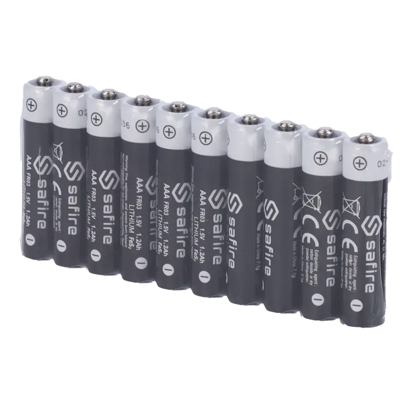 MARCA BLANCA 10XBATT-AAA-FR03 - Pack de 10x pilas AAA / FR03 / 24LF - Safire - Litio Li-FeS2 no recargable - Tensión 1.5V