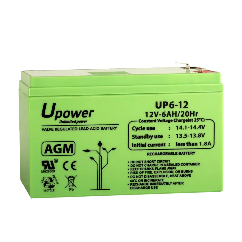 MARCA BLANCA BATT-1260-U - Batería recargable Upower - Tecnología Plomo - Ácido AGM - Tensión 12V - Capacidad 6 Ah