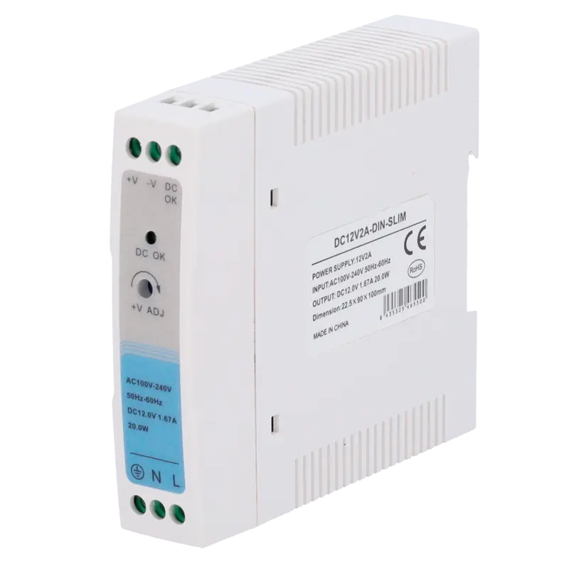 MARCA BLANCA DC12V2A-DIN-SLIM - Fuente de alimentación industrial - Potencia máxima de salida de 20W (12V / 1.37A)