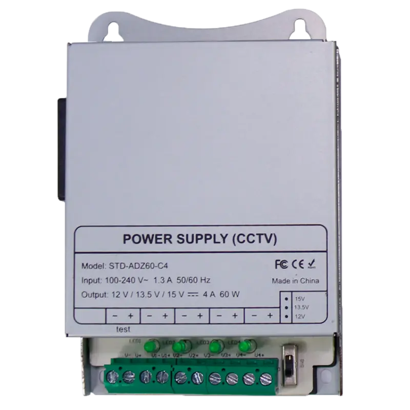MARCA BLANCA DC12V5A-4-DIN - Fuente de alimentación conmutada - Salida DC 12 V 5 A / 60 W - 4 salidas - Voltaje entrada 100 V ~ 240 V