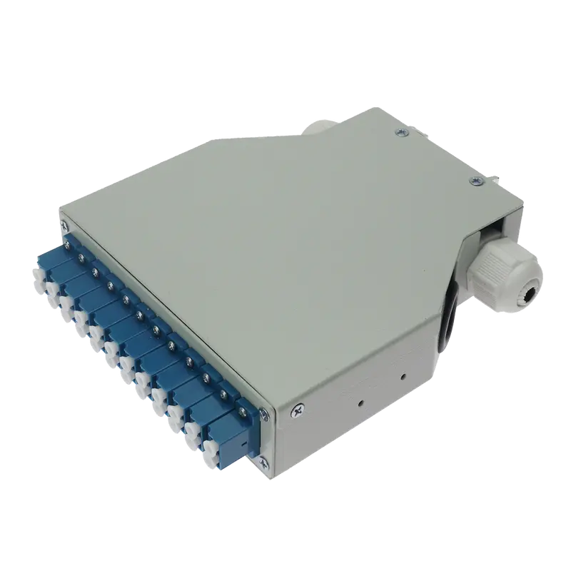 MARCA BLANCA FIBERBOX-DIN-12-LC-UPC - Caja de distribución de fibra para carril DIN - Incluye 12 adaptadores LC dúplex preinstalados