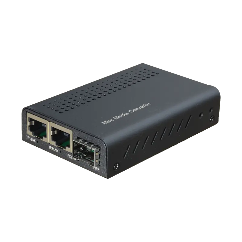 MARCA BLANCA MC2GE-SFP - Conversor de medios Gigabit con 2x RJ45 y 1x SFP - Doble interfaz de cobre 10/100/1000 Base-TX