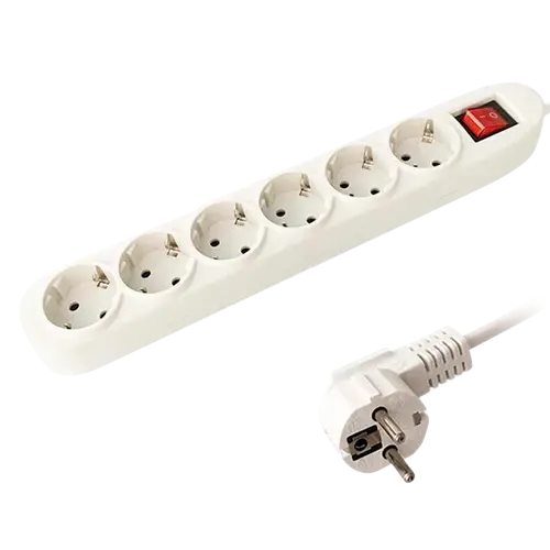 MARCA BLANCA PDU-6P-SWITCH - Regleta - 6 salidas hasta 250VAC / 16 A max. - Interruptor de encendido/apagado