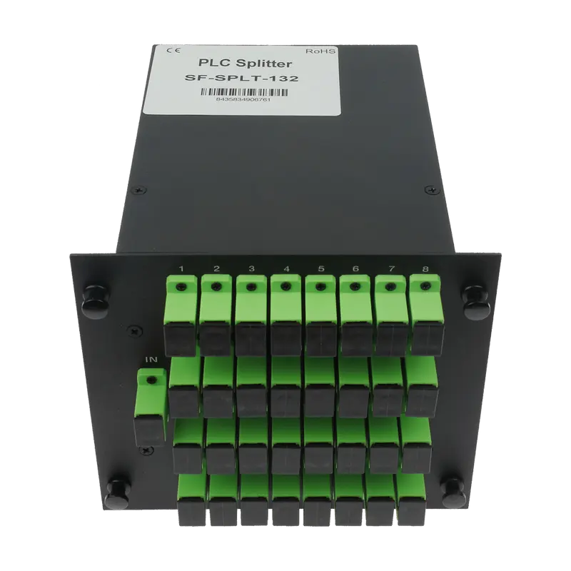 MARCA BLANCA SF-SPLT-132 - Splitter óptico PLC de alta precisión - Configuración 1x32 (1 entrada, 32 salidas)