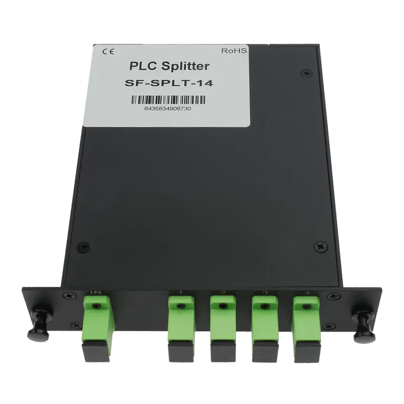MARCA BLANCA SF-SPLT-14 - Splitter óptico PLC de alta precisión - Configuración 1x4 (1 entrada, 4 salidas)
