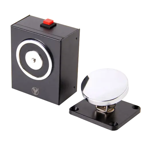 MARCA BLANCA YD-604 - Retenedor electromágnetico - Para puerta sencilla - Fuerza de retención 50 Kg - Botón de accionado manual