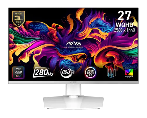 MSI MAG 272QPW QD-OLED X28 pantalla para PC 67,3 cm (26.5") 2560 x 1440 Pixeles Wide Quad HD Blanco