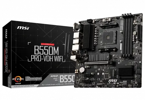 MSI PLACA MSI B550M PRO-VDH WIFI,AMD,AM4,B550,4DDR4,128GB,VGA+HDMI+DP,GBLAN+WIFI+BT4.2,4SATA3+2M.2,5USB3.2,MATX