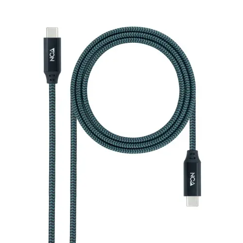 Nanocable Cable USB 3.2 Gen2x2 20Gbps 5A/100W 4K/60Hz USB-C/M-USB-C/M, Gris/Negro, 1 m