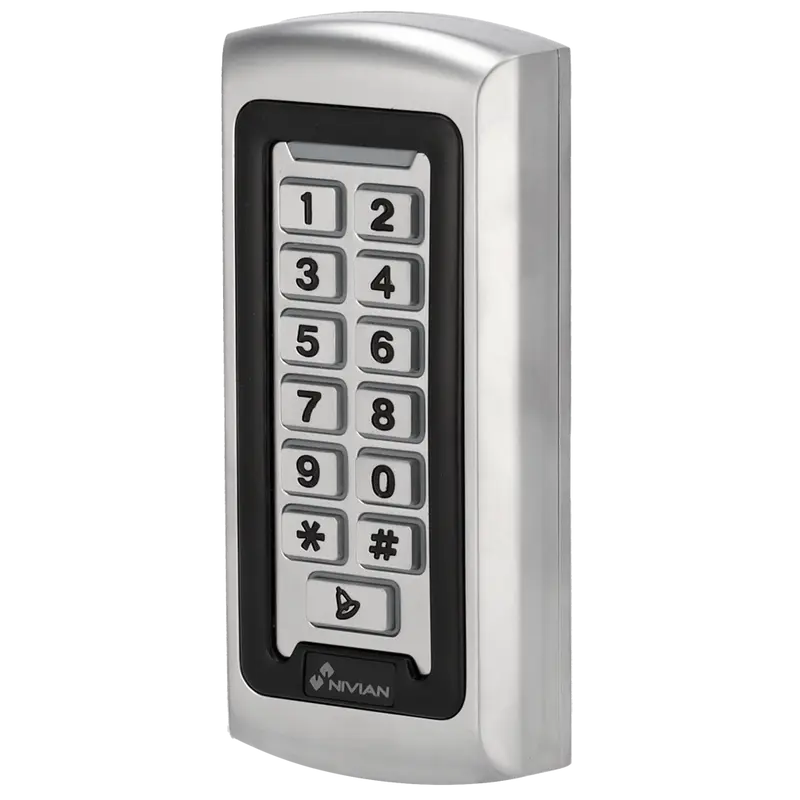 NIVIAN NV-ACCESS-PIN-RFID - Control de acceso autónomo - Acceso por tarjeta EM y PIN - Salida de relé, pulsador y timbre - Wiegand 26