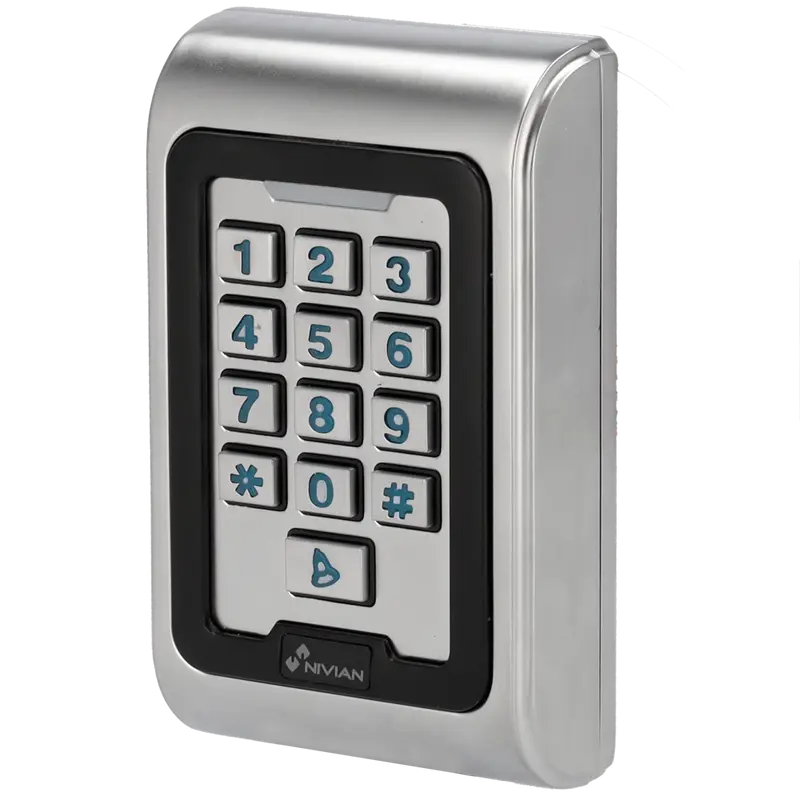 NIVIAN NV-ACCESS-PIN-RFID-W - Control de acceso autónomo - Acceso por tarjeta EM, PIN y APP - Salida de relé, pulsador y timbre