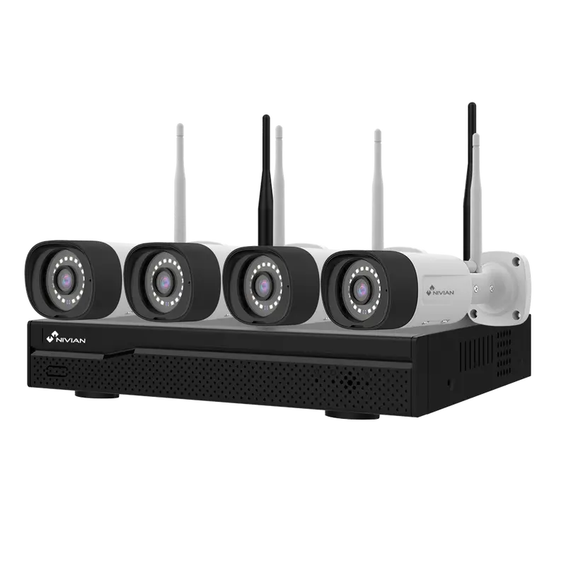 NIVIAN NV-KIT1030W6-4CAM - Kit CCTV WiFi Nivian - NVR 10 canales - 4 cámaras 3 Mpx preregistradas - Aptas para exterior IP66