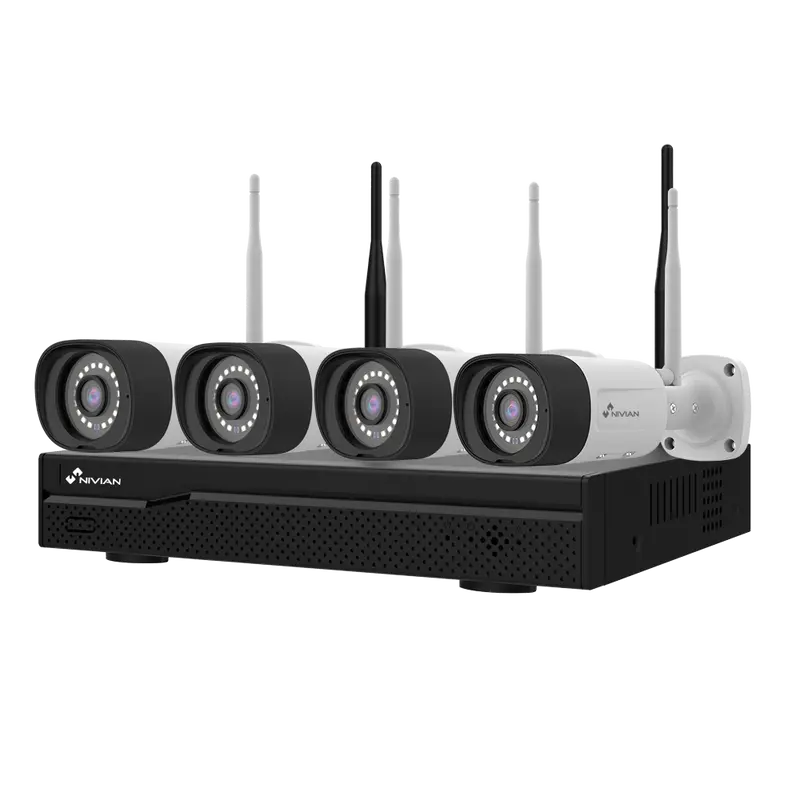 NIVIAN NV-KIT1630W6-4CAM - Kit CCTV WiFi Nivian - NVR 16 canales - 4 cámaras 3 Mpx preregistradas - Aptas para exterior IP66