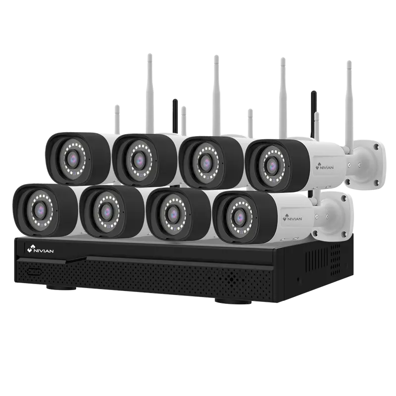 NIVIAN NV-KIT1630W6-8CAM - Kit CCTV WiFi Nivian - NVR 16 canales - 8 cámaras 3 Mpx preregistradas - Aptas para exterior IP66