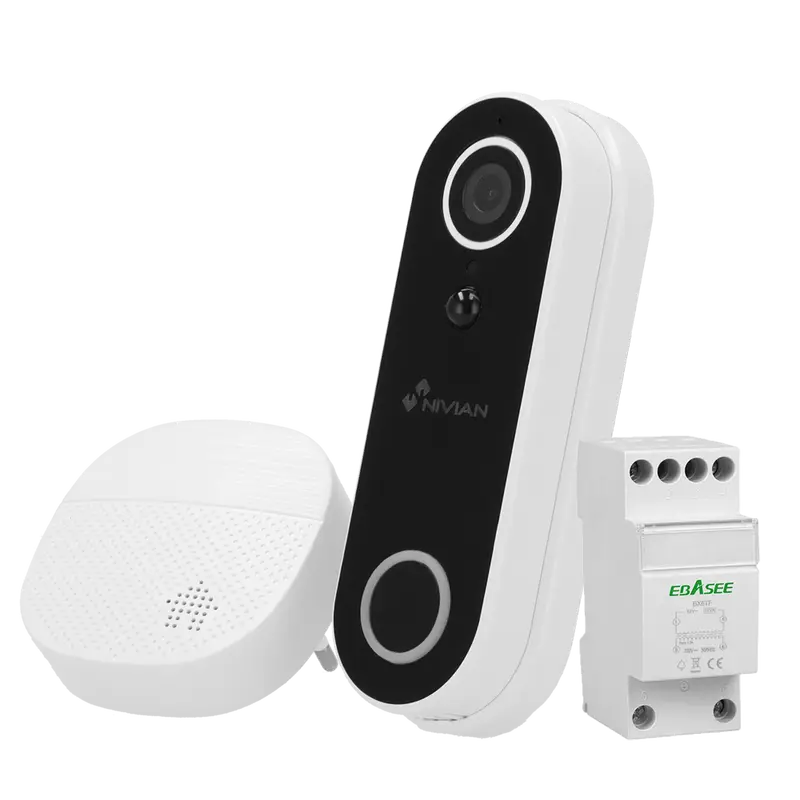 NIVIAN NVS-IPC-DB1-POWERED - Pack Videoportero WiFi Full HD - Vídeo 2 Mpx / Detección inteligente de personas