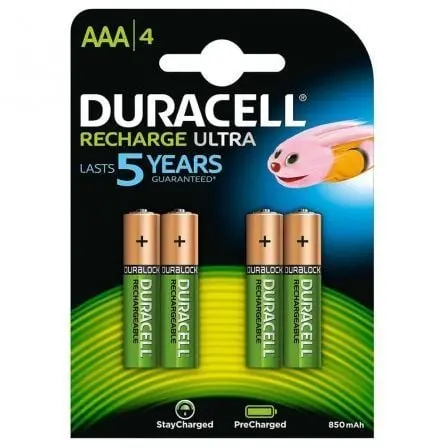 Pack de 4 Pilas AAA Recargables Duracell 900mAh